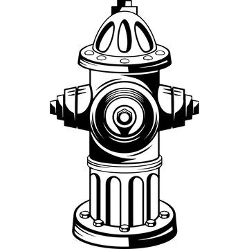 Black and white fire hydrant graphic illustration for firefighter emblem and t-shirt design