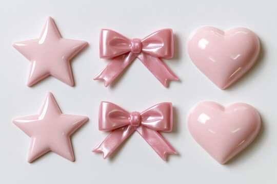 The Soft Pink Ceramic Stars Bows and Hearts Flatlay Still Life