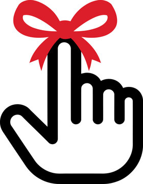 Finger with red ribbon reminder symbol vector illustration
