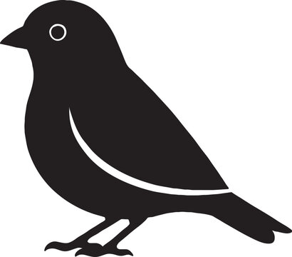 Simple black bird silhouette with short tail and distinct eye vector graphic silhouette illustration wildlife isolated minimalist creature outdoors blackbird songbird