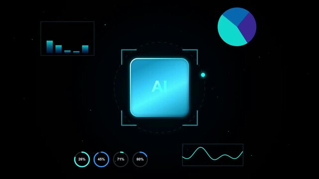 Abstract artificial intelligence dashboard interface with dynamic data visualization Motion Graphic