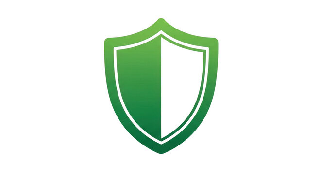 Green shield icon for protection isolated on transparent background