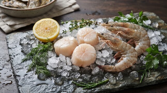 raw shrimp fresh prawns sea scallops raw scallops shrimp scallops prawns display shellfish platter raw shellfish fresh catch crustaceans gourmet prawns large shrimp jumbo shrimp
