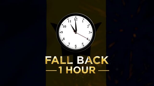 Analog wall clock showing time change for daylight savings fall back one hour concept