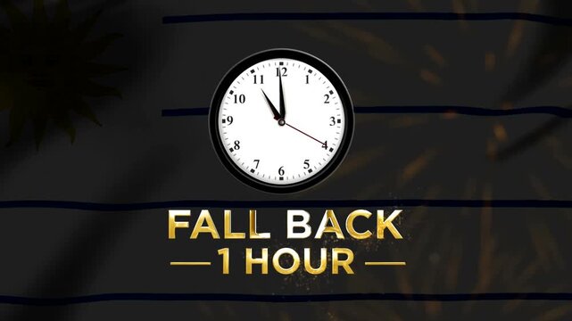 Daylight saving time concept featuring a clock on the Uruguay flag with fall back text