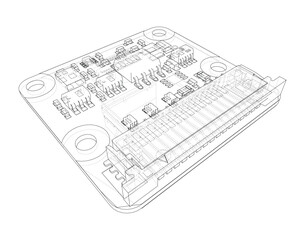 Fototapeta premium circuit board wireframe illustration. Vector