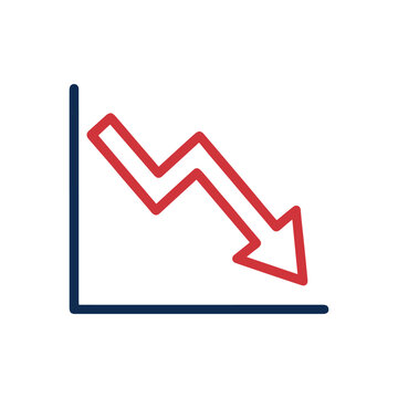 Declining Sales Trend with Downward Arrow Business Analytics Icon