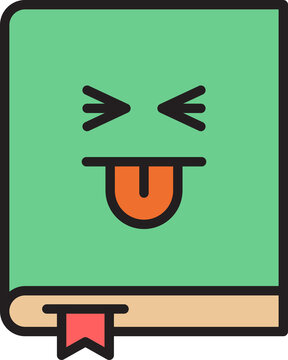 squinting cheeky book emoji
