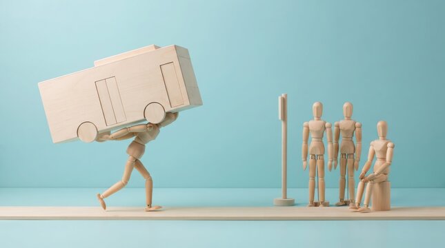 Person carrying large cardboard box with car design