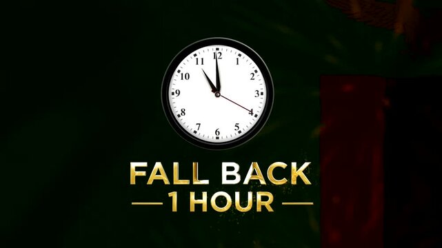Daylight saving time concept with a clock showing fall back one hour reminder