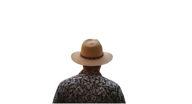 Man wearing a hat looking away isolated on transparent background