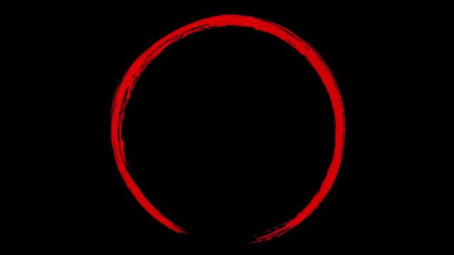 brush circle thin red brushstroke 3 patterns【fast・average・slow】（transparent background）