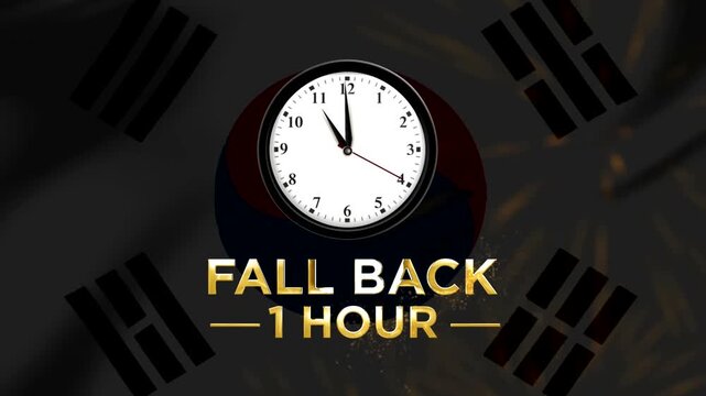 Daylight saving time concept with south korean flag and clock illustration