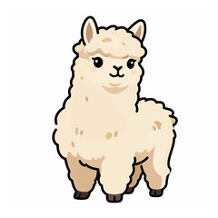 Fototapeta premium Fluffy alpaca illustration standing