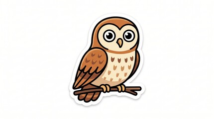 Obraz premium Cute owl character sticker illustration on white background