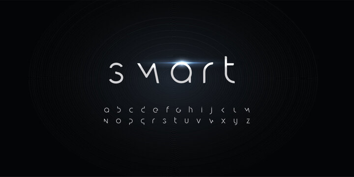 Smart futurism style alphabet. Thin segment line font, minimalist type for modern futuristic logo, elegant monogram, digital device and hud graphic. Minimal style letters, vector typography design