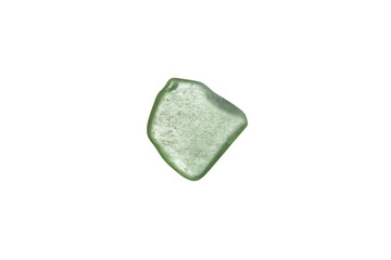 Polished light green aventurine gemstone isolated on a white background, smooth jade mineral stone macro shot © Gevorg Simonyan