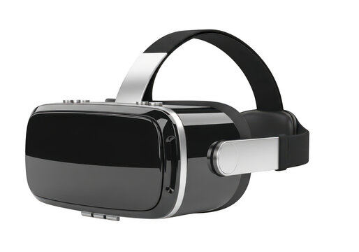 Virtual reality headset with sleek black design and head strap
