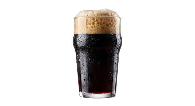Dark Beer Glass Beverage Isolated on White Background