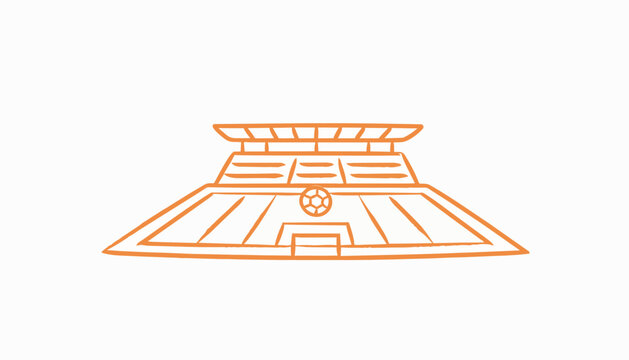 Orange Outline Soccer Stadium Arena Vector Illustration