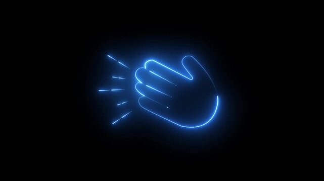 neon clapping hands icon for applause, appreciation gesture, praise, congratulations, and audience cheer