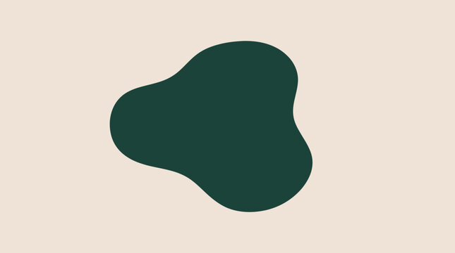 minimalist art design, an organic dark jade shape rests on a soft vanilla cream surface