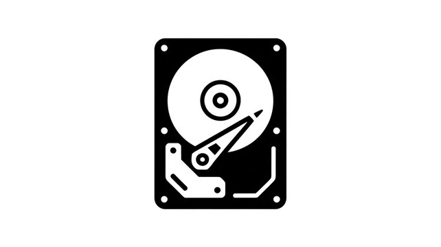 Black and white hard drive disk icon