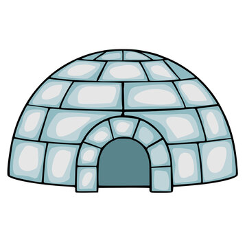 Isolated vector illustration of a traditional ice igloo with snow brick texture