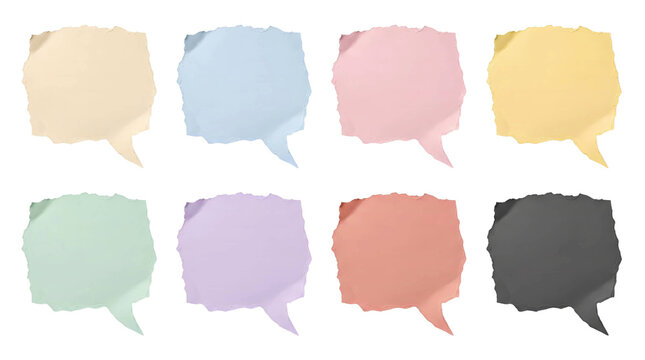Torn Paper Speech Bubbles Pastel Colors Set