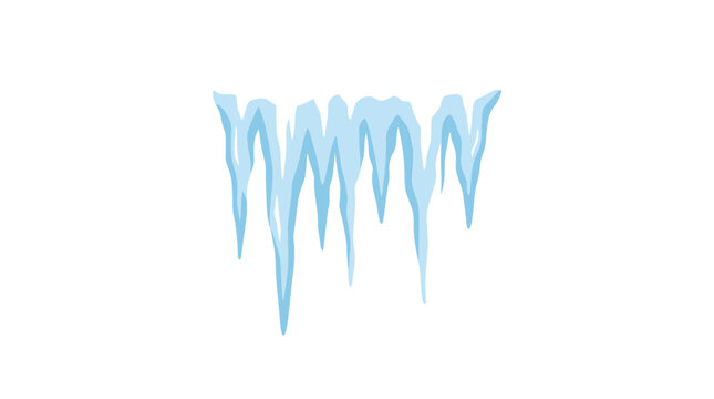 Ice dripping from roof edge in winter