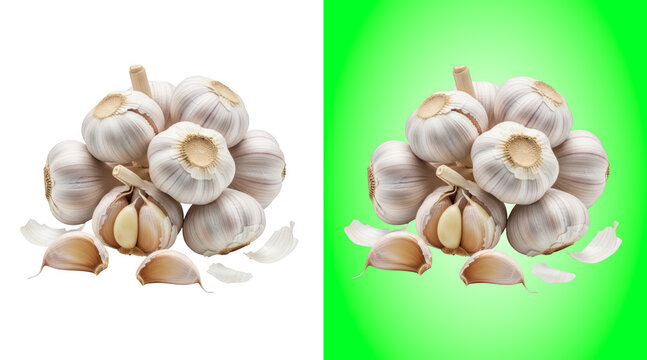 Fresh whole peeled garlic bulbs and cloves