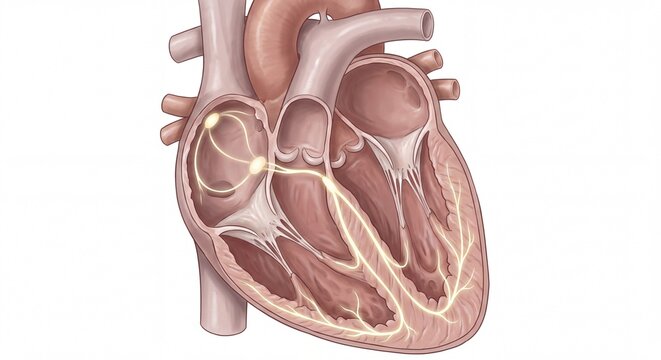 Anatomical Illustration of the Human Heart Conduction System