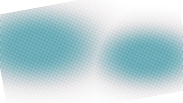 Abstract blue light dots arranged in a large rectangular gradient field on a deep black background, creating a digital halftone effect isolated on a transparent background