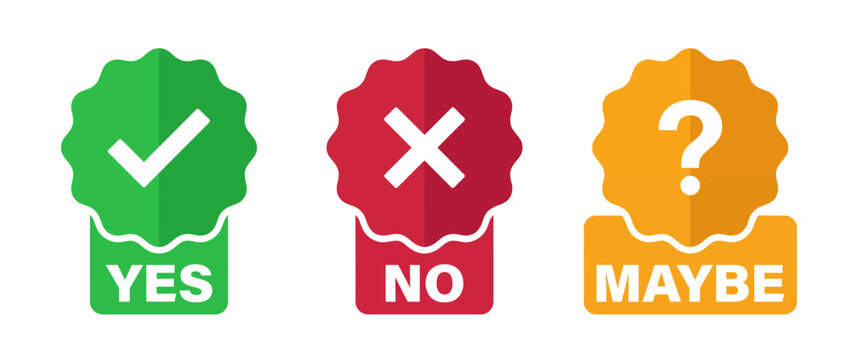 Set of icons with yes, no and maybe symbols