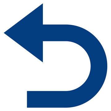 Blue U-Turn Arrow Icon, Curving Left