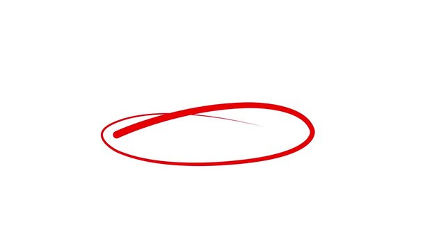 Red marker sketch oval ring icon for encircling text, important highlight, selection mark, and proofreading badge