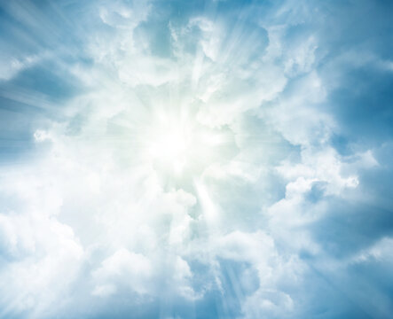 Rays of light in sky