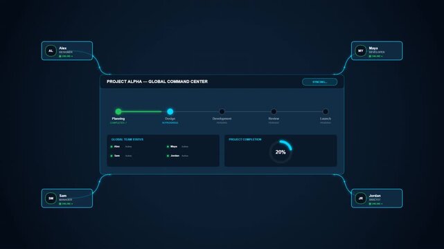 Global Project Team Collaboration Animation Showing Workflow Management and Business Success Seamless Loop