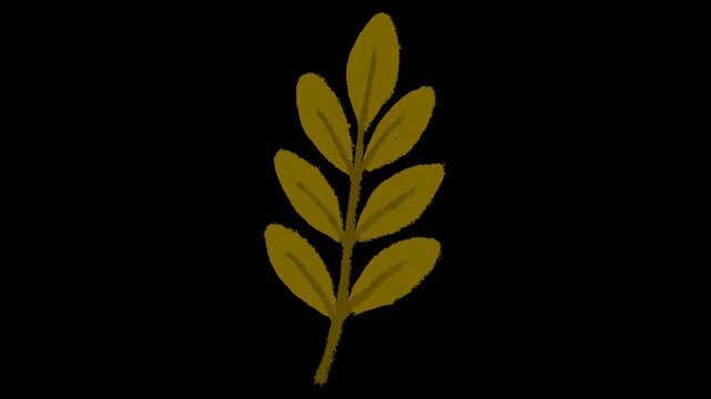 Hand-drawn chalk autumn leaf icon element drawing on alpha 7