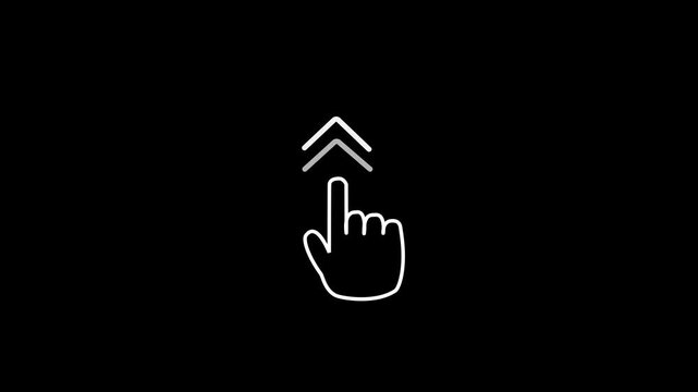 Hand cursor swipe left gesture icon with triple directional arrow chevrons for touch screen navigation, slide control, and interactive
