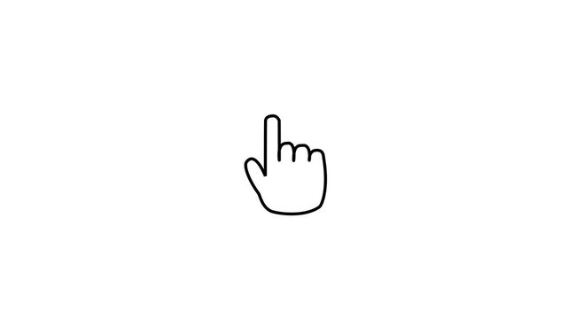 hand cursor icon pointing up for click action, touch screen selection, link navigation