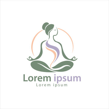 Meditation Yoga Woman Wellness Logo &ndash; Holistic Health and Mindfulness Vector