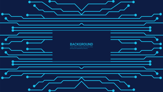 Modern digital circuit board technology design with intricate blue network patterns on a dark background