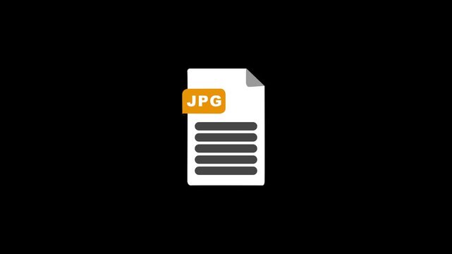 JPG file format document icon with orange tag label file extension, animation document, digital asset, and storage