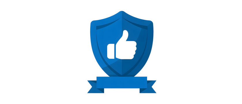 Shield icon with thumbs up symbol representing trust and digital confidence