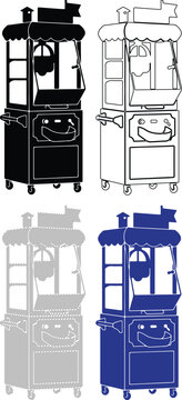 Popcorn machine vector illustration in four color variations for commercial use