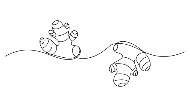 Fresh ginger root continuous single line drawing