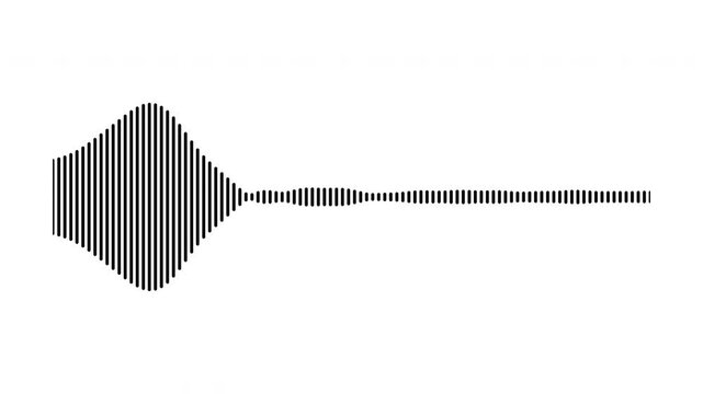 Individual sound wave patterns on a white background; black line sound wave visualization; sound recording; transparent background sound wave visualization; sound wave animation on a white background.