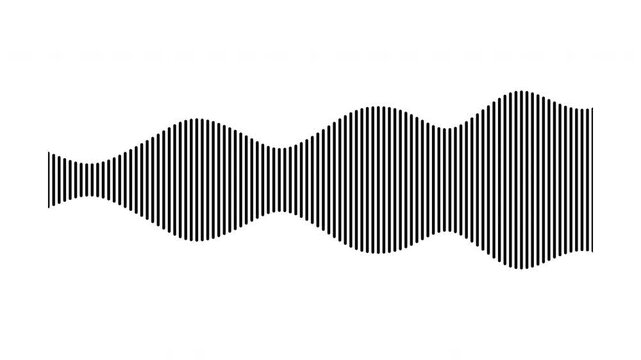 Individual sound wave patterns on a white background; black line sound wave visualization; sound recording; transparent background sound wave visualization; sound wave animation on a white background.