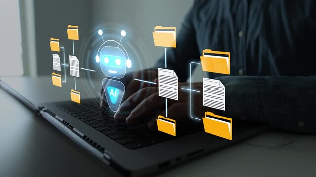 Artificial intelligence technology organizing digital documents, folders, files and business information automated document management.